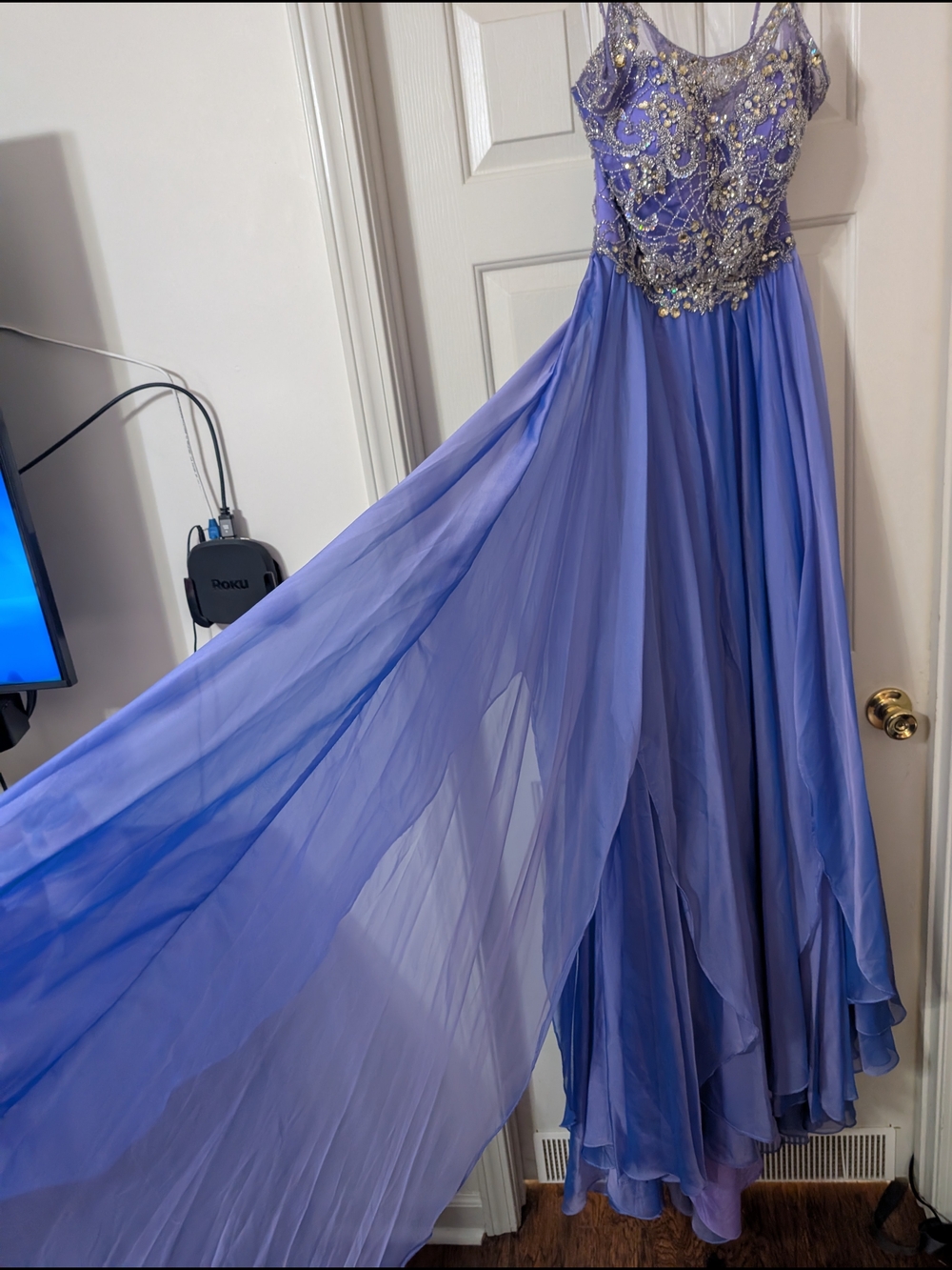 Rachel Allan Off-Shoulder Lavender Evening Gown - Picture 8 of 12